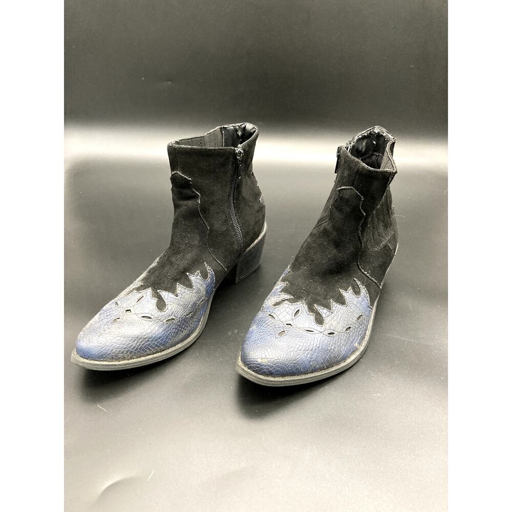 Coconuts by Matisse Black/Purple Faux Leather Boots, Women's Size 8M/EUR 38.5